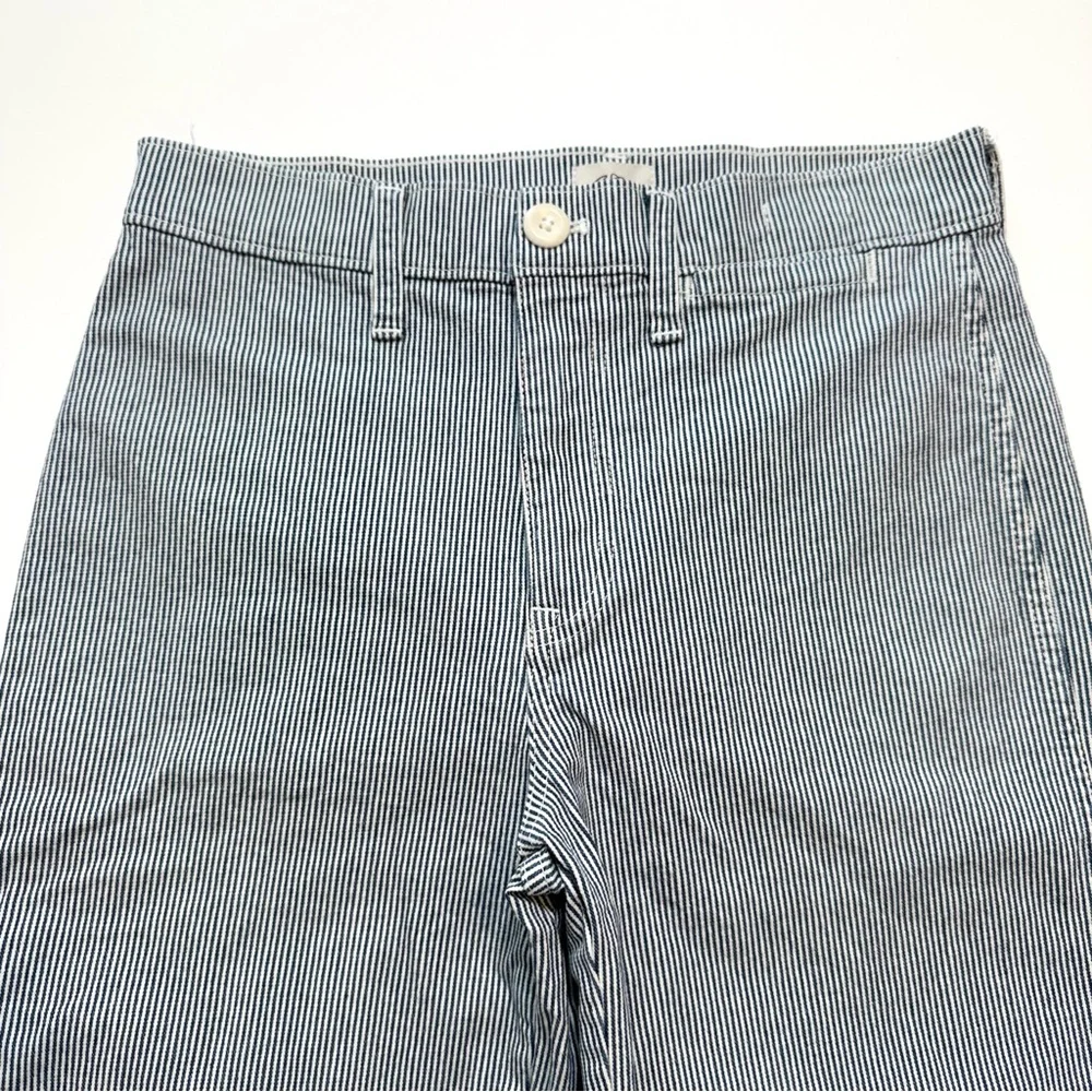 J. Crew Blue Striped Wide-Leg Cropped Jeans - Picture 3 of 11